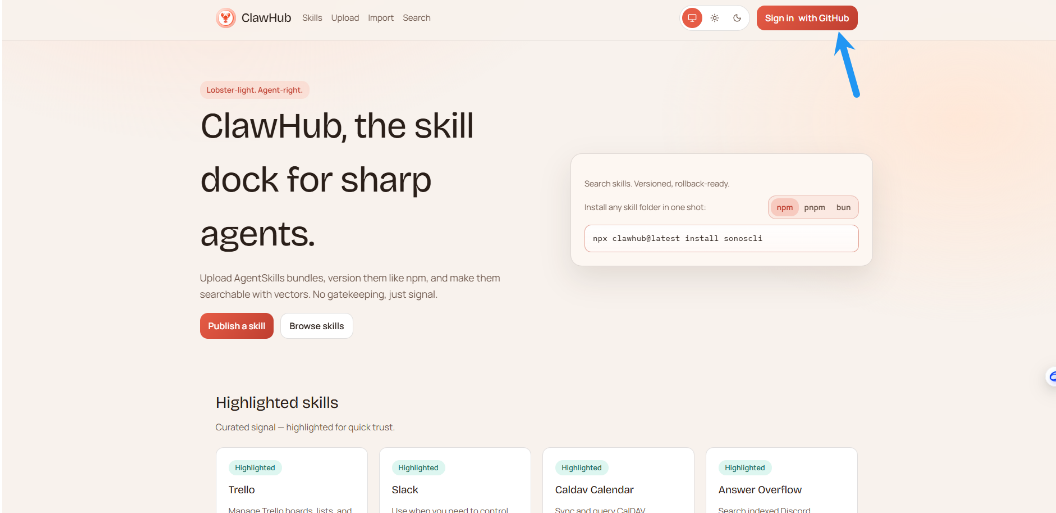 Visit ClawHub official website